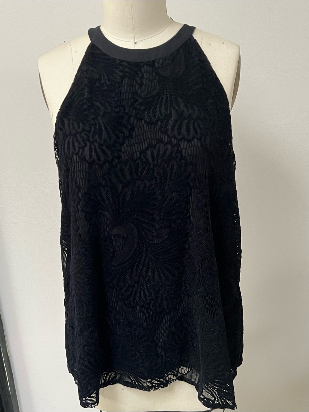 LOFT Black Lace Halter Neck Top
